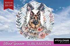 Floral Dog Wind Spinner Sublimation PNG - Flowers Round Product Image 1