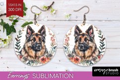 Floral Dog Round Earrings - Flowers PNG Sublimation Product Image 1