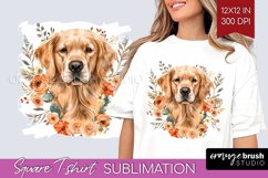 Floral Dog Square Tshirt Background - Flowers PNG Product Image 1