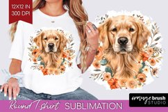 Floral Dog Round Tshirt Background - Flowers PNG Sublimation Product Image 1