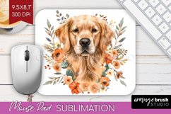 Floral Dog Mouse Pad Sublimation - Flowers Mousepad PNG Product Image 1