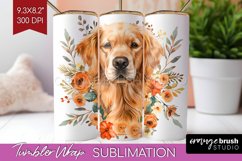 Floral Dog Tumbler Wrap - Flowers Tumbler PNG Sublimation Product Image 1