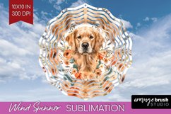 Floral Dog Wind Spinner Sublimation PNG - Flowers Round Product Image 1