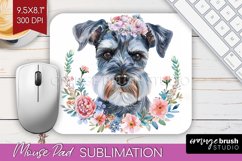 Floral Dog Mouse Pad Sublimation - Flowers Mousepad PNG Product Image 1