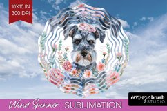 Floral Dog Wind Spinner Sublimation PNG - Flowers Round Product Image 1