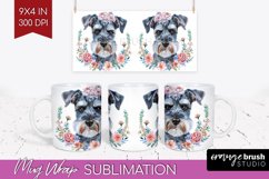 Floral Dog Mug Wrap - Flowers Mug PNG Sublimation Product Image 1