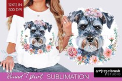 Floral Dog Round Tshirt Background - Flowers PNG Sublimation Product Image 1