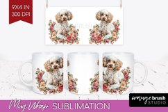 Floral Dog Mug Wrap - Flowers Mug PNG Sublimation Product Image 1