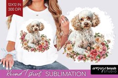 Floral Dog Round Tshirt Background - Flowers PNG Sublimation Product Image 1