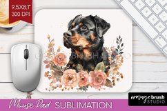Floral Dog Mouse Pad Sublimation - Flowers Mousepad PNG Product Image 1