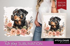 Floral Dog Tote Bag - Flowers Tote Bag PNG Sublimation Product Image 1