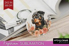 Floral Dog Keychain PNG - Flowers Keychain Sublimation Product Image 1