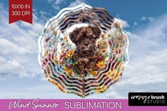 Floral Dog Wind Spinner Sublimation PNG - Flowers Round Product Image 1