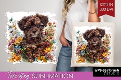 Floral Dog Tote Bag - Flowers Tote Bag PNG Sublimation Product Image 1