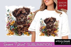 Floral Dog Square Tshirt Background - Flowers PNG Product Image 1