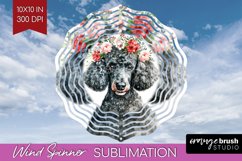 Floral Dog Wind Spinner Sublimation PNG - Flowers Round Product Image 1