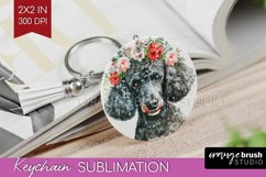Floral Dog Keychain PNG - Flowers Keychain Sublimation Product Image 1