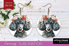 Floral Dog Round Earrings - Flowers PNG Sublimation Product Image 1