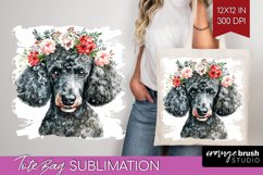 Floral Dog Tote Bag - Flowers Tote Bag PNG Sublimation Product Image 1