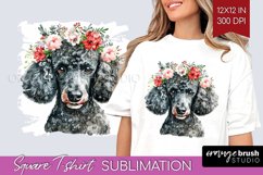 Floral Dog Square Tshirt Background - Flowers PNG Product Image 1