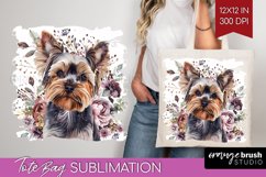 Floral Dog Tote Bag - Flowers Tote Bag PNG Sublimation Product Image 1