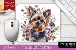 Floral Dog Mouse Pad Sublimation - Flowers Mousepad PNG Product Image 1
