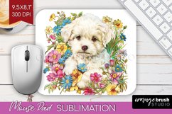 Floral Dog Mouse Pad Sublimation - Flowers Mousepad PNG Product Image 1