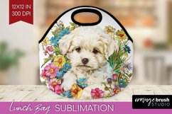 Floral Dog Lunch Bag - Flowers Lunch Bug PNG Sublimation Product Image 1