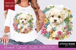 Floral Dog Round Tshirt Background - Flowers PNG Sublimation Product Image 1