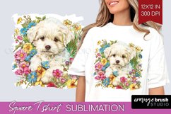 Floral Dog Square Tshirt Background - Flowers PNG Product Image 1