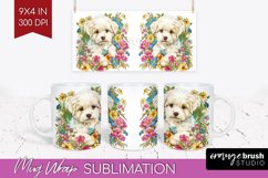 Floral Dog Mug Wrap - Flowers Mug PNG Sublimation Product Image 1