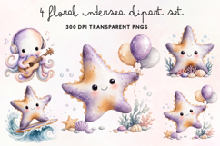 Floral Undersea Clipart Set PNG Product Image 1