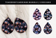 Flower Teardrop Earring Sublimation PNG Design Product Image 1
