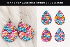 Flower Teardrop Earring Sublimation PNG Design Product Image 1