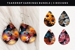Flower Teardrop Earring Sublimation PNG Bundle Product Image 5