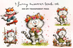 Funny Summer Beach Cat PNG Clipart Product Image 1