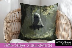 Halloween Pillow Cover - Cute Ghost Pillow Sublimation Product Image 1