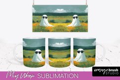 Ghost Mug Wrap - Vintage Halloween Mug Sublimation Design Product Image 1