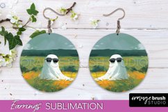 Halloween Earrings - Cute Ghost Round Earring Sublimation Product Image 1