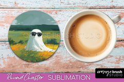 Ghost Coaster - Halloween Round Coaster Sublimation Design Product Image 1