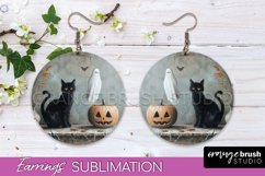 Halloween Earrings - Cute Ghost Round Earring Sublimation Product Image 1