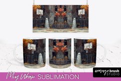 Ghost Mug Wrap - Vintage Halloween Mug Sublimation Design Product Image 1