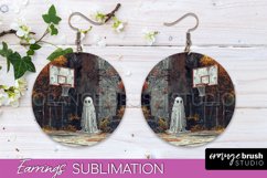 Halloween Earrings - Cute Ghost Round Earring Sublimation Product Image 1