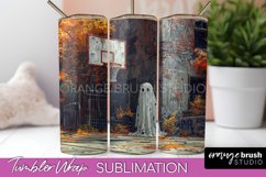 Ghost Tumbler Wrap - Vintage Halloween Tumbler Sublimation Product Image 1