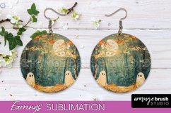 Halloween Earrings - Cute Ghost Round Earring Sublimation Product Image 1