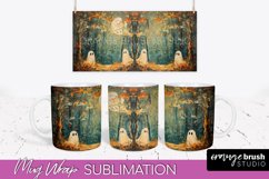 Ghost Mug Wrap - Vintage Halloween Mug Sublimation Design Product Image 1