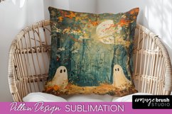 Halloween Pillow Cover - Cute Ghost Pillow Sublimation Product Image 1