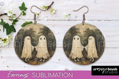 Halloween Earrings - Cute Ghost Round Earring Sublimation Product Image 1