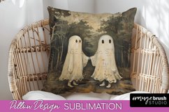 Halloween Pillow Cover - Cute Ghost Pillow Sublimation Product Image 1