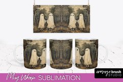 Ghost Mug Wrap - Vintage Halloween Mug Sublimation Design Product Image 1